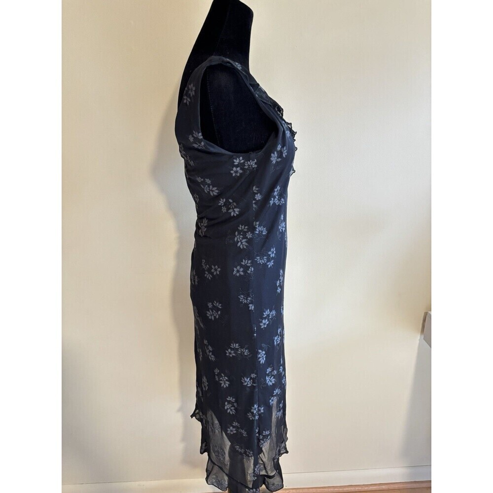 CITY TRIANGLE Vntg Y2K Black Silver Glitter Stretch Sleeveless Flare Dress M/2-4 - Picture 2 of 6